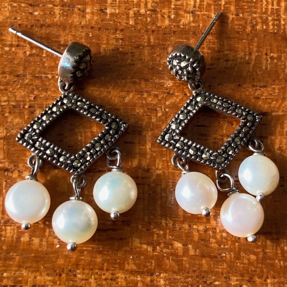 Sterling silver marcasite earrings